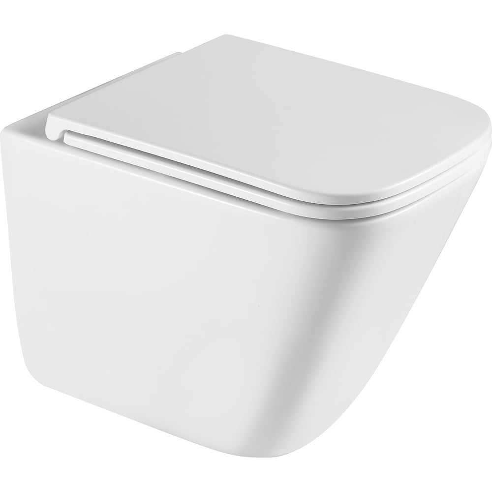 Изображение товара Унитаз подвесной ABBER Rechteck белый, безободковый, смыв торнадо, с закрытым дном AC1219TC