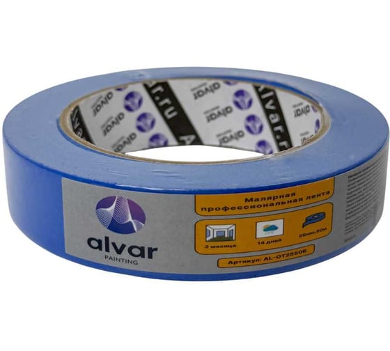 Изображение товара Малярная профессиональная лента Alvar уф-и атмосферостойкая 25мм, 50м, синяя AL-OT2550B