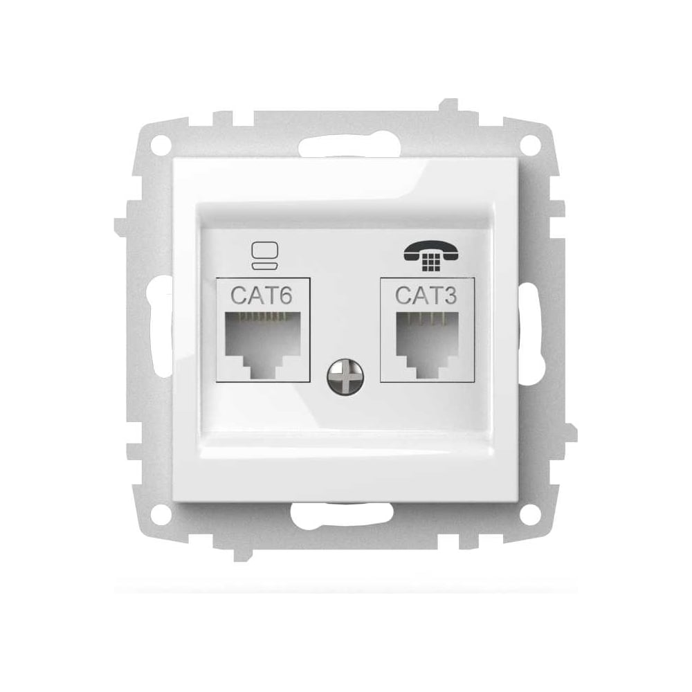 Изображение товара Розетка компьютерная + TF ELBI Zena Vega белоснежный, Cat 6 M+K 609-015600-249