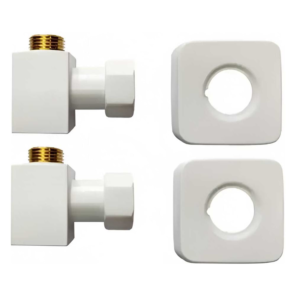 Изображение товара Угловое соединение ООО ПКФ Сварком 3/4 х1/2 гш для п/сушителя, квадрат, белый матовый с отражателями (пара) (уп/1шт) СанТех s069471