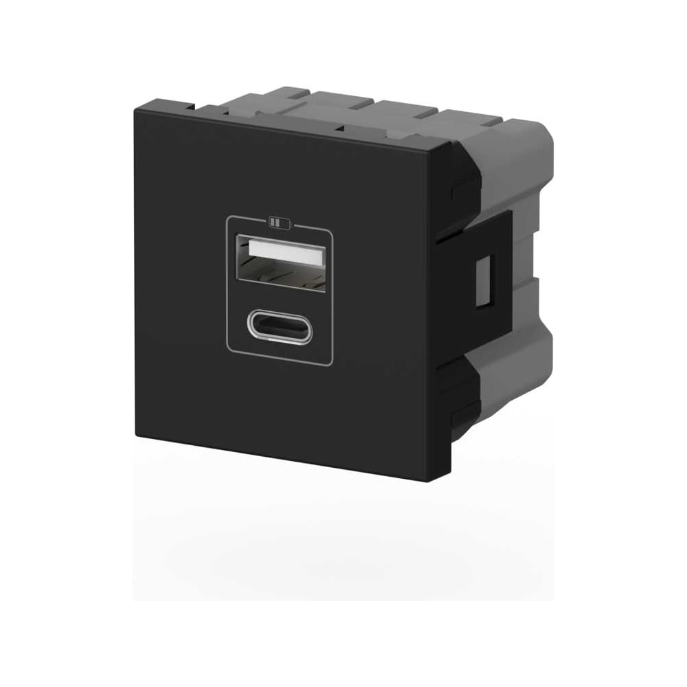 Изображение товара Розетка зарядного устройства Type A+C ELBI Moda Vox Vantablack, с заземлением, 5V, 2.4A M+C 611-044832-335