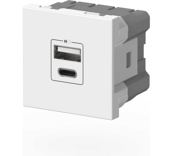 Изображение товара Розетка зарядного устройства Type A+C ELBI Moda Vox белый, с заземлением, 5V, 2.4A M+C 611-040232-335