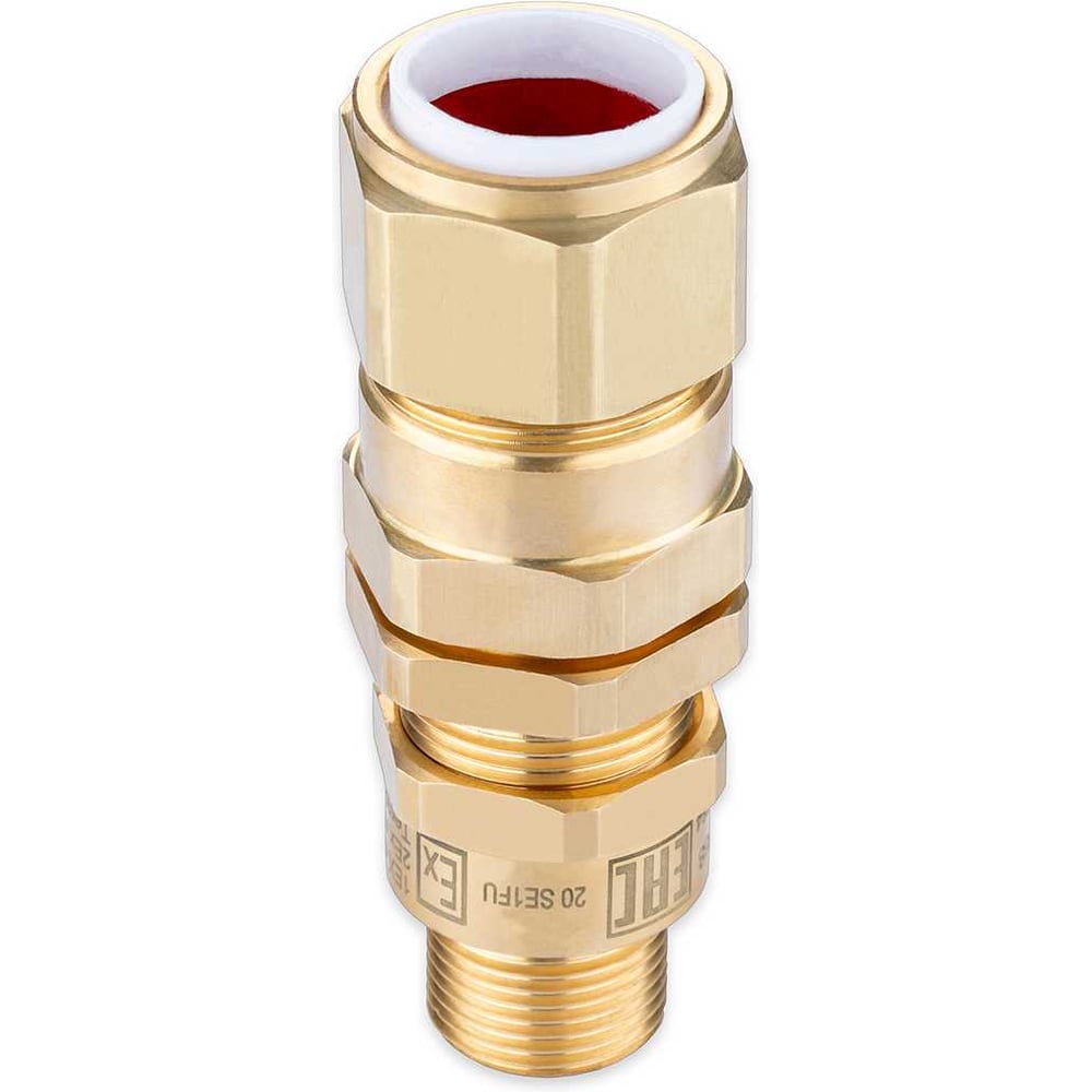 Изображение товара Кабельный ввод взрывозащищенный SURYAKOTI CAST 20 SE1FU1M для бронированного кабеля диаметром 6.5-14 / 12.5-21 мм, с двойным уплотнением, ввод.резьба M20x1.5, латунь, -60C-+125C, IP66 SN0200300