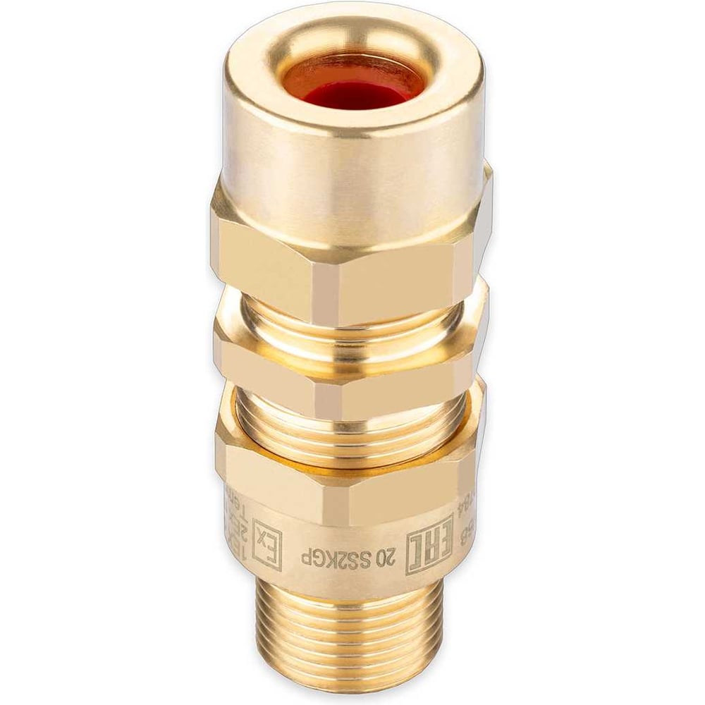 Изображение товара Кабельный ввод взрывозащищенный SURYAKOTI CAST 20 SS2KGP1M для небронированного кабеля диаметром 6.5-14 мм, с двойным уплотнением, ввод.резьба M20x1.5, латунь, -60C-+125C, IP66 SN0600300