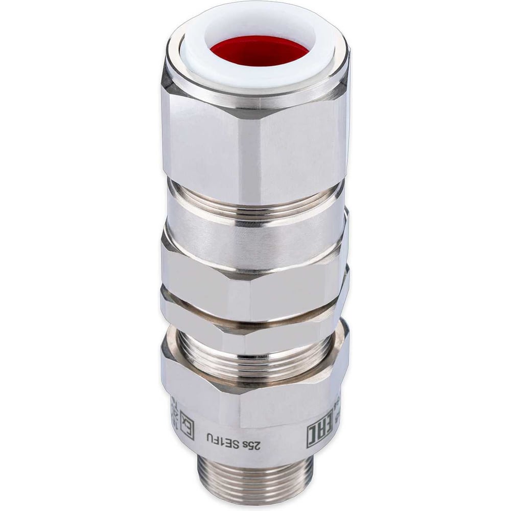 Изображение товара Кабельный ввод взрывозащищенный SURYAKOTI CAST 25S SE1FU2M для бронированного кабеля диаметром 11-15 / 14-22 мм, с двойным уплотнением, ввод.резьба M25x1.5, никелированная латунь, -60C- SN0201800