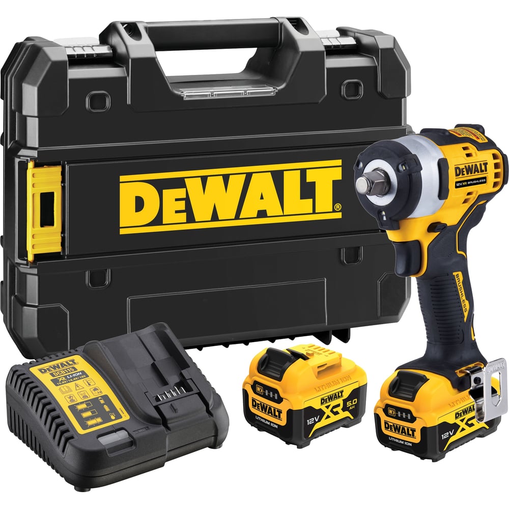 Изображение товара Аккумуляторный гайковерт DEWALT DCF901P2, 12В, 340Нм, 3250 уд/мин, с 2 АКБ 5 Ач и ЗУ, в кейсе TSTAK DCF901P2-QW
