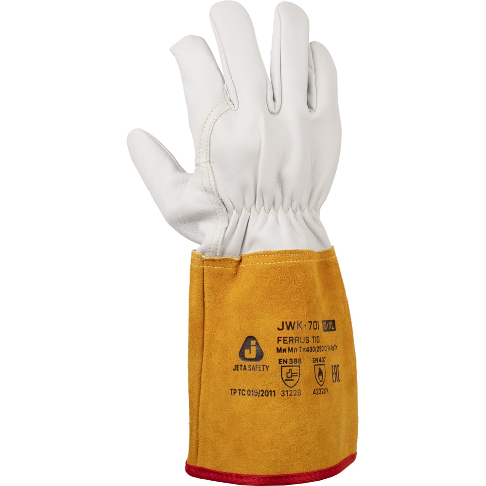 Изображение товара Краги для TIG сварки Jeta Safety из спилковой кожи с подкладкой, размер 10/XL JWK-701-XL
