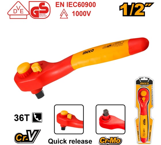 Изображение товара Диэлектрическая трещотка INGCO INDUSTRIAL 1/2, 250 мм HIRTH121