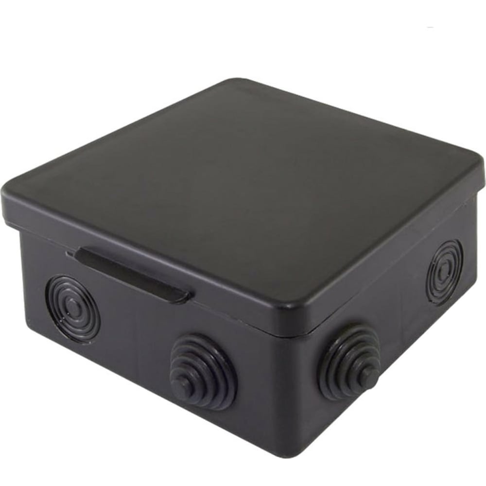 Изображение товара Коробка распаячная УРАЛ ПАК ОП черная, 100х100х50мм, для монтажного пистолета, IP55, в гофроящике 8 шт КО-46010100-008