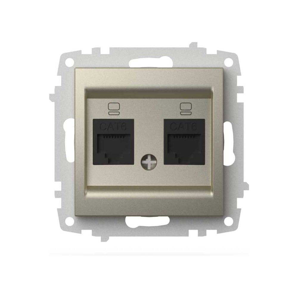 Изображение товара Розетка двойная компьютерная ELBI Zena Vega титан, Cat 6 M+K 609-011400-248