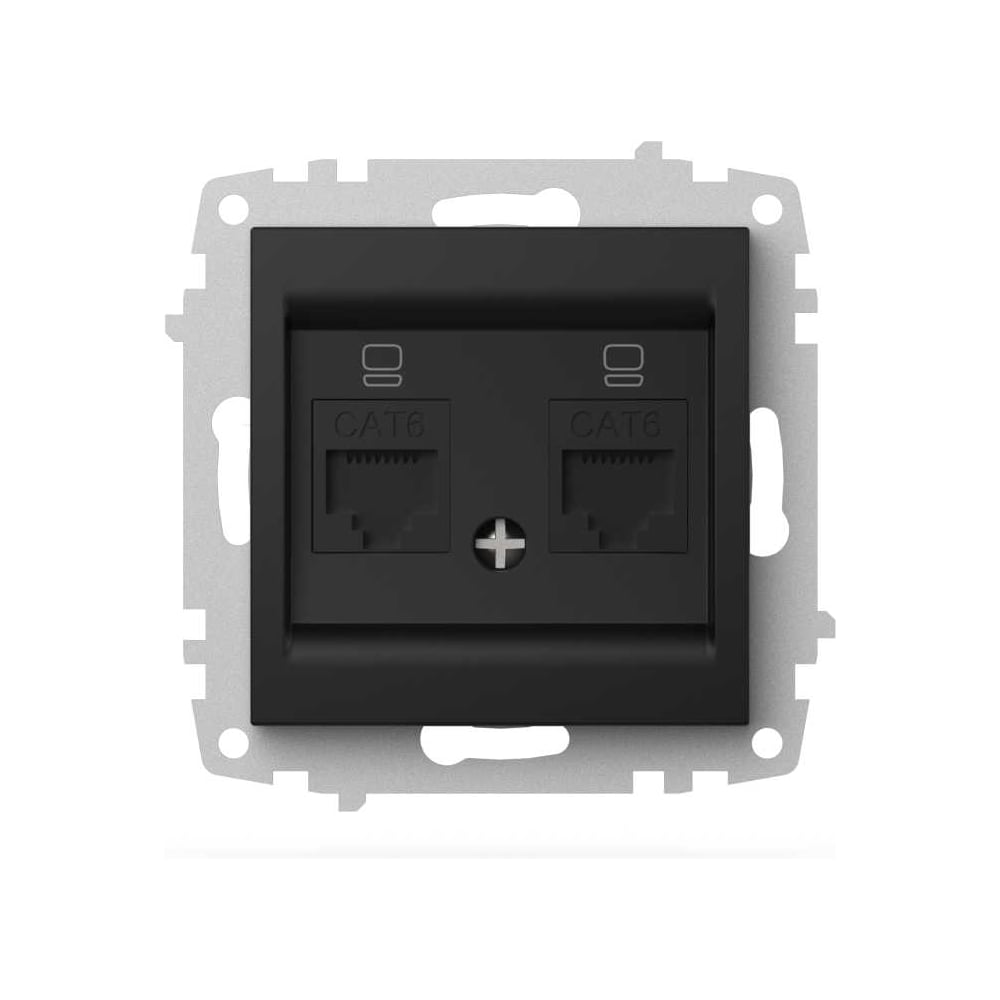 Изображение товара Розетка двойная компьютерная ELBI Zena Vega черный матовый, Cat 6 M+K 609-014800-248