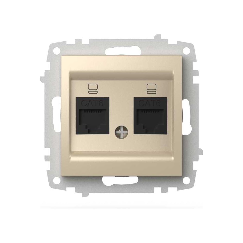 Изображение товара Розетка ELBI Zena Vega Компьютерная CAT6 2x RJ45 слоновая кость