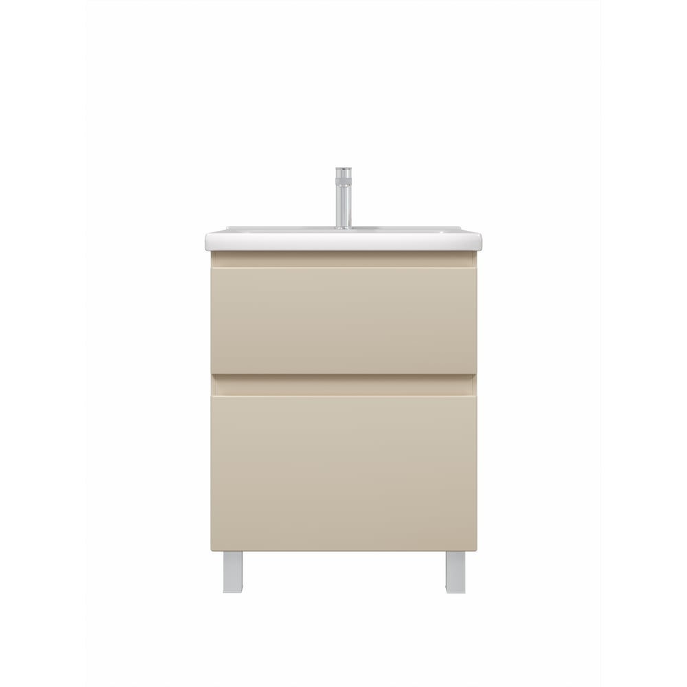 Изображение товара Тумба RUVANN STELLO 60 + Миранда 60 каппучино: современная напольная тумба с керамической раковиной