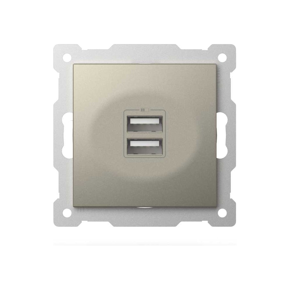 Изображение товара Розетка USB двойная ELBI Zena Vega титан, 5V, 2.1A M+K 609-011400-143