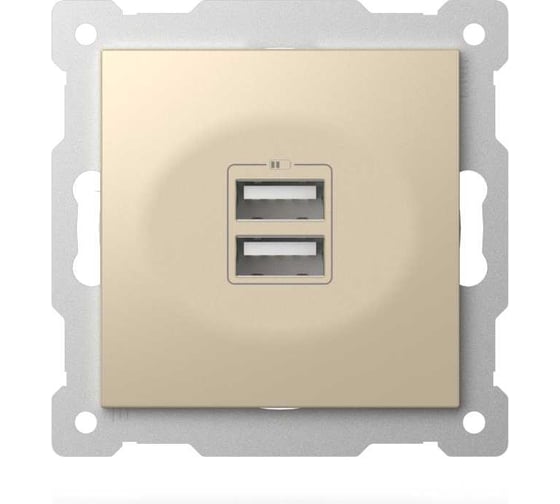 Изображение товара Розетка USB двойная ELBI Zena Vega слоновая кость, 5V, 2.1A M+K 609-012500-143