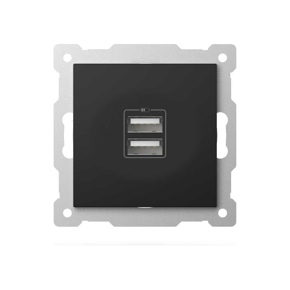 Изображение товара Розетка USB двойная ELBI Zena Vega черный матовый, 5V, 2.1A M+K 609-014800-143
