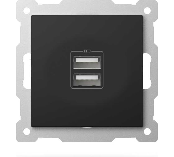 Изображение товара Розетка USB двойная ELBI Zena Vega черный матовый, 5V, 2.1A M+K 609-014800-143