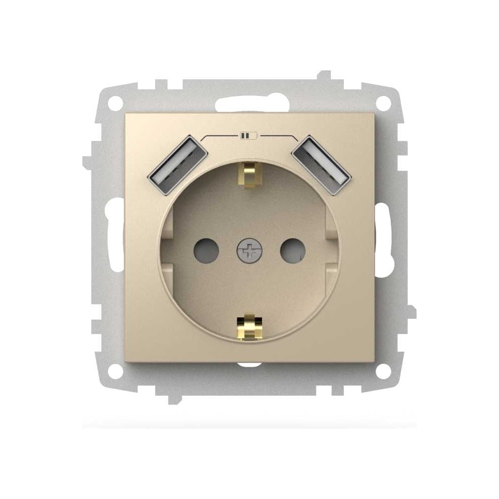 Изображение товара Розетка ELBI Zena Vega слоновая кость, два входа USB для заряда устройства, с заземлением, защита от детей M+K 609-012500-317