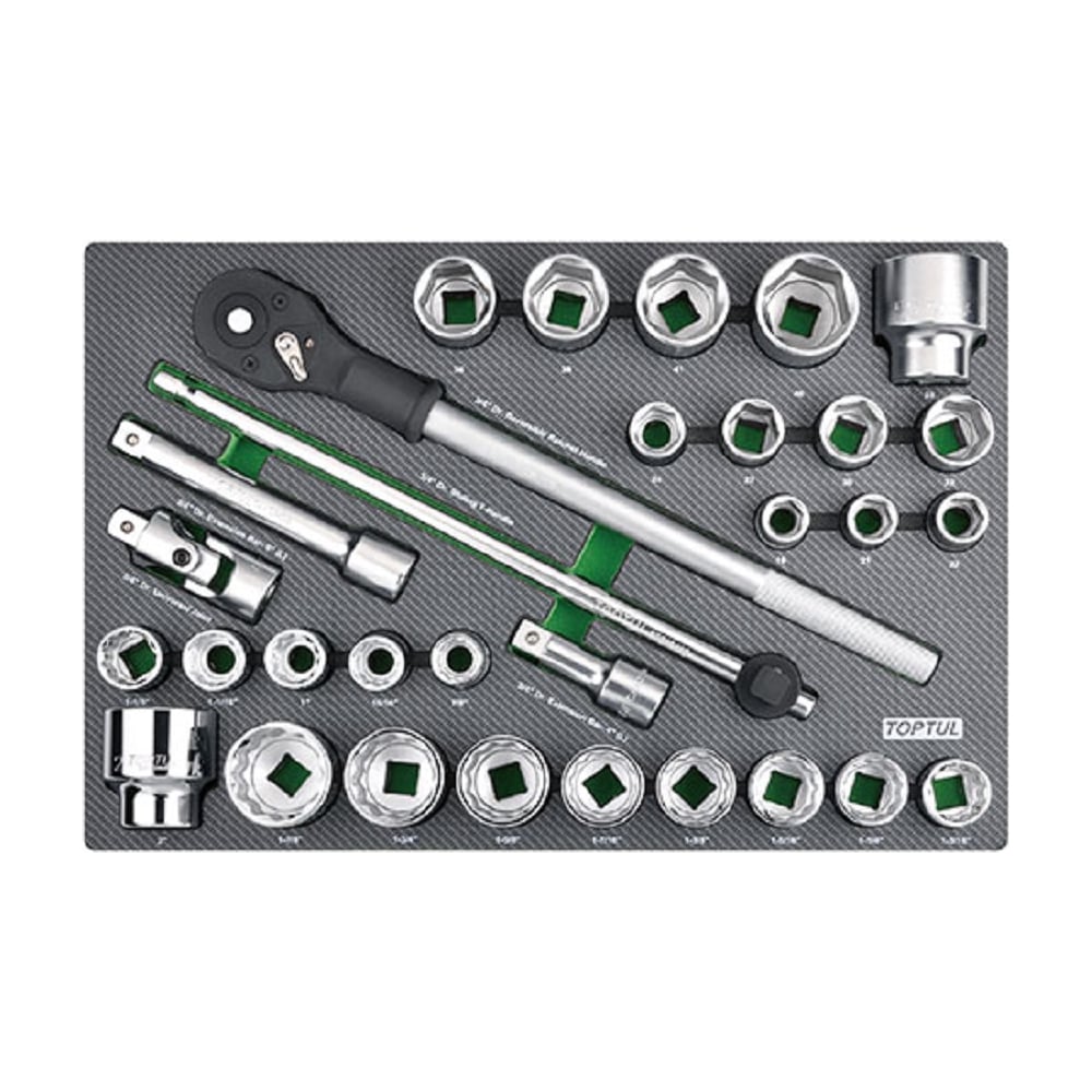 Изображение товара Набор головок TOPTUL GED3108 3/4" (D) 31 предм., Cr-V, метрика/дюймовая