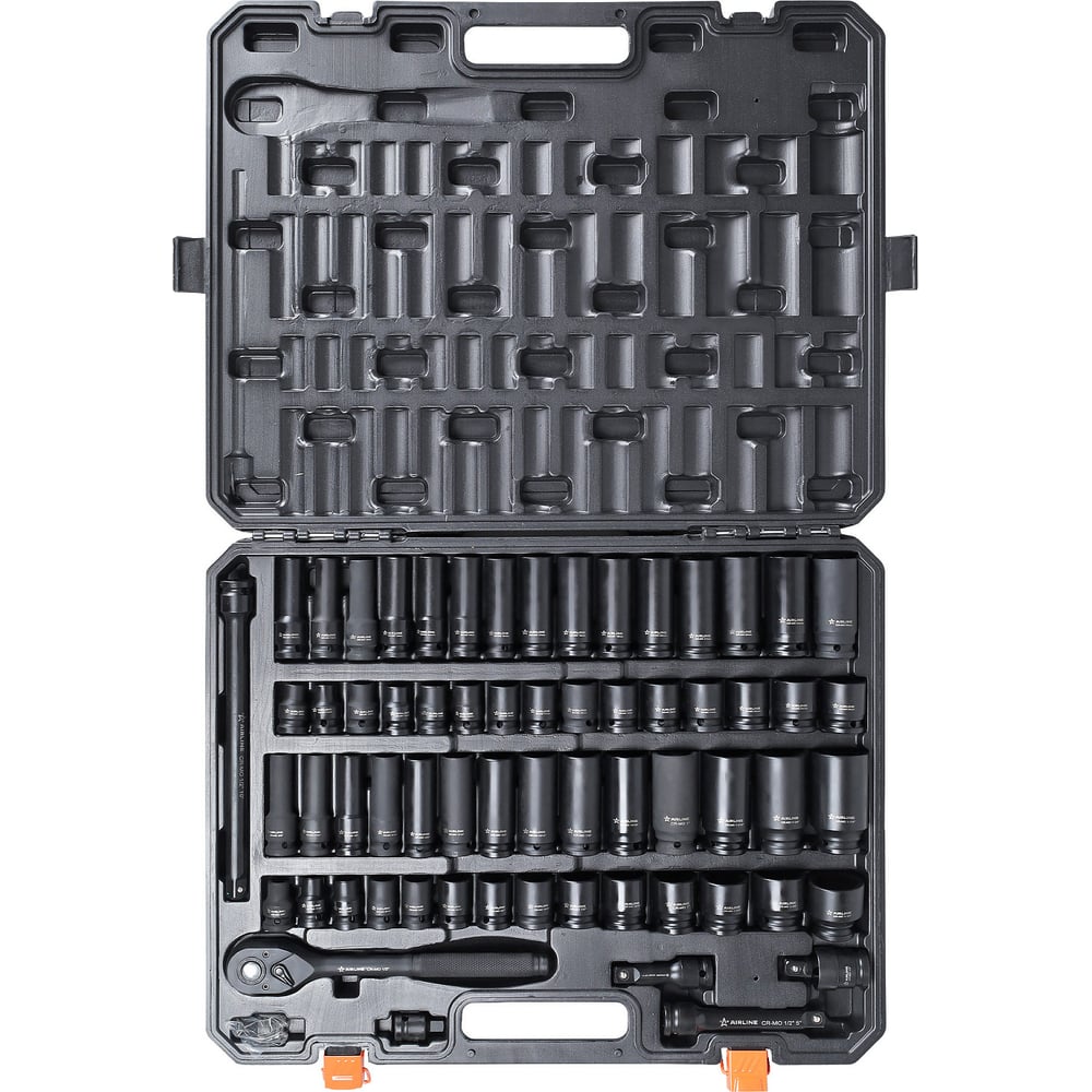 Изображение товара Набор головок ударных Airline 1/2"DR 6гр. 65пр. универсальный (10-24мм, 3/8"-1-1/4") пласт.кейс. ATAS162 Изображение товара Набор головок ударных Airline 1/2"DR 6гр. 65пр. универсальный (10-24мм, 3/8"-1-1/4") пласт.кейс. ATAS162