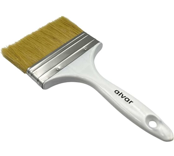 Изображение товара Кисть плоская Alvar 70мм с комб. натуральной щетиной, пластиковая ручка, белая (комплект из 12 штук) AL-BRL70_12