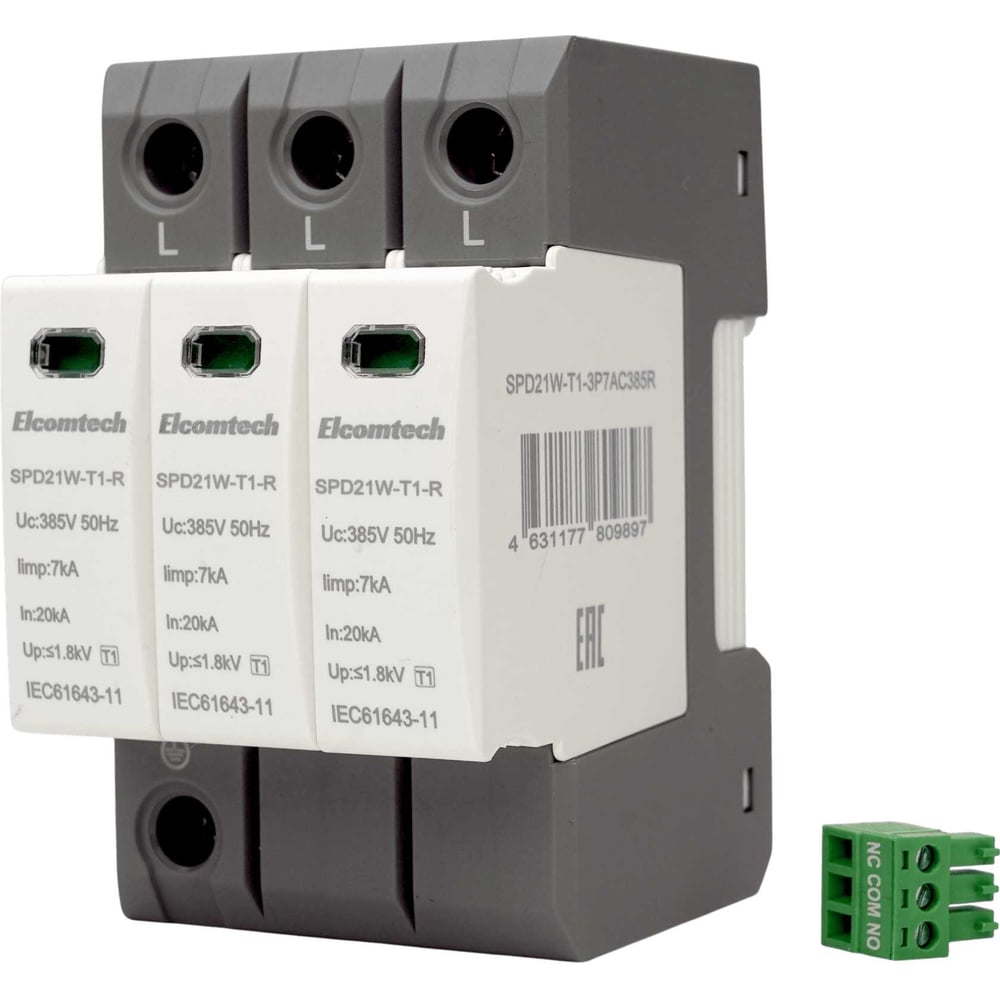 Изображение товара Устройство защиты импульсных перенапряжений ELCOMTECH SPD21W-T1-3P7AC385R
