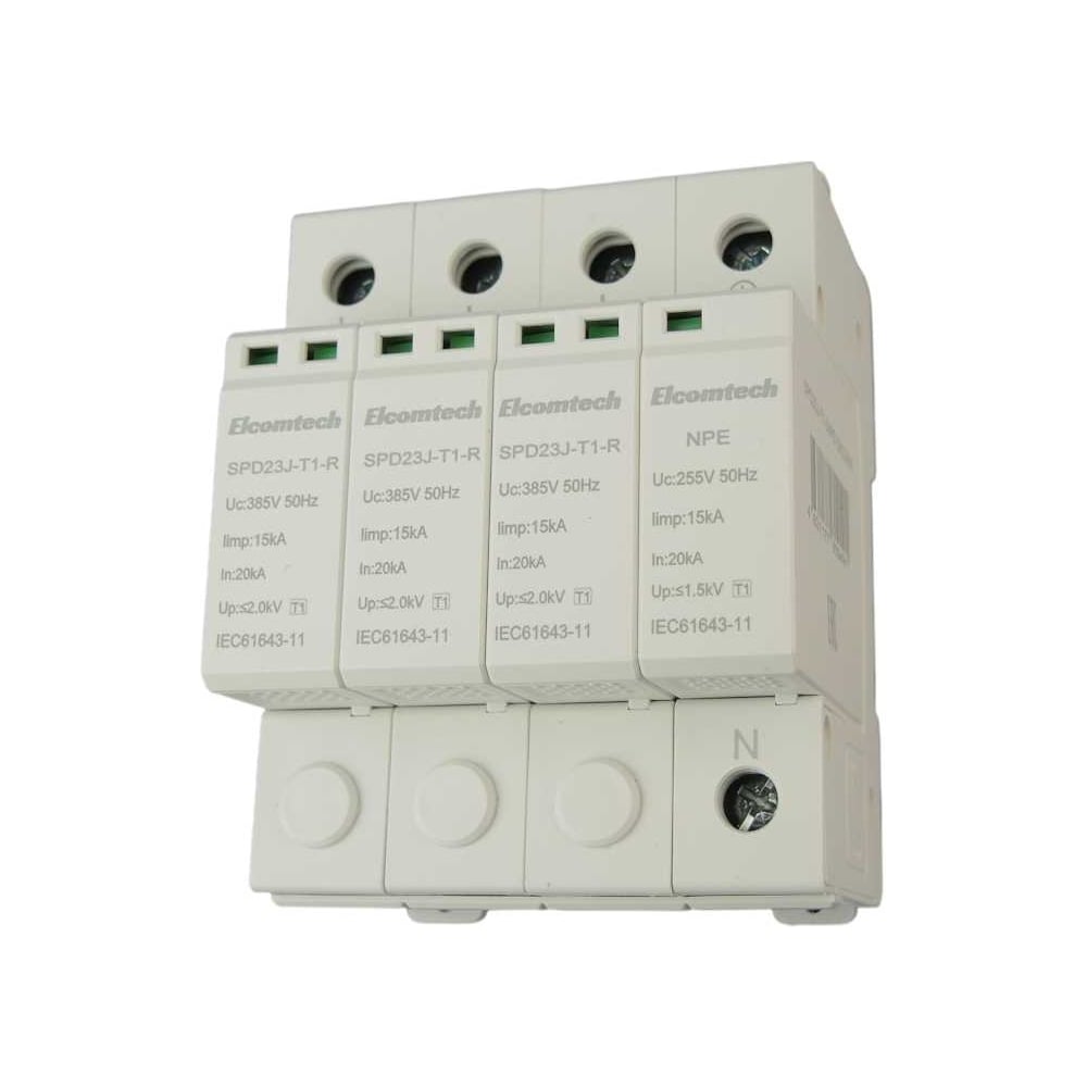Изображение товара Устройство защиты импульсных перенапряжений ELCOMTECH T1 3+NPE 50kA 385V SPD23J-T1-3NPE15AC385R УТ-00039079