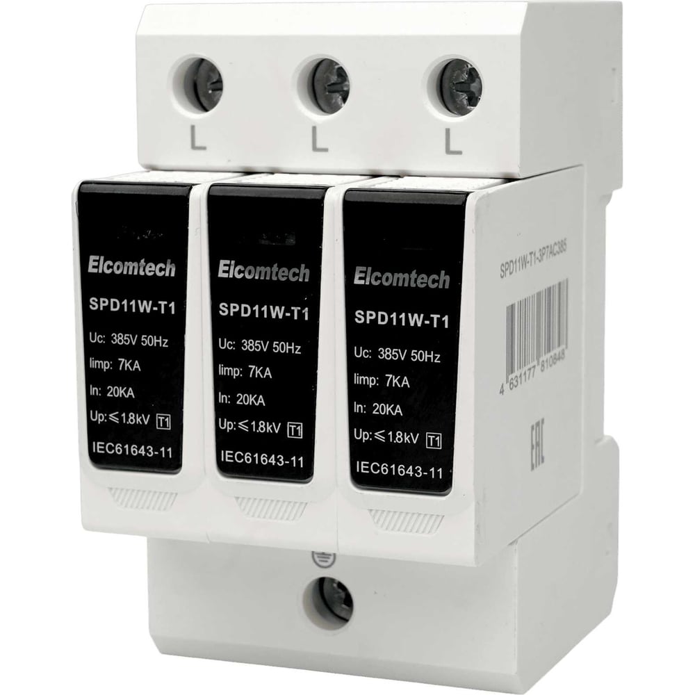 Изображение товара Устройство защиты ЭМС ELCOMTECH SPD11W-T1-3P7AC385