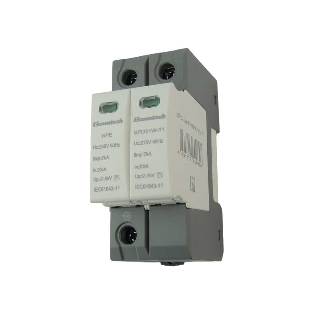 Изображение товара Устройство защиты импульсных перенапряжений ELCOMTECH T1 1+NPE 50kA 275V SPD21W-T1-1NPE7AC275 УТ-00039112