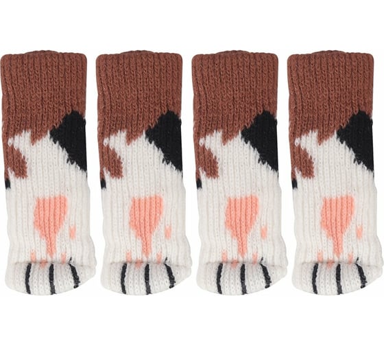 Изображение товара Чехлы для ножек мебели МУЛЬТИДОМ Лапки набор 4 шт размер 11х3,5 см VL45-45