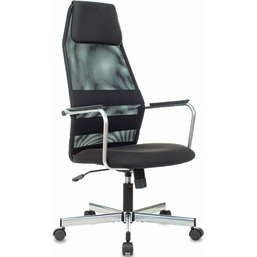 Изображение товара Кресло Бюрократ KB-5M черный TW-01 3C11 сетка/ткань, с подголовником, крестовина металл, серебристый 1739950