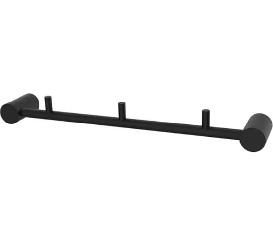 Изображение товара Планка на 3 крючка IDDIS Petite нержавеющая сталь, черный матовый PETBLS3i41
