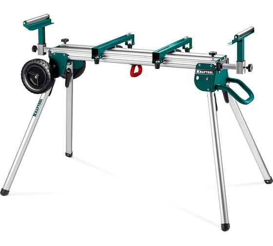 Изображение товара Алюминиевый мобильный стол KRAFTOOL MSA-1200 U, (1120-2650)х765х970 мм, для торцовочных пил с ручкой и колесами 38782-2