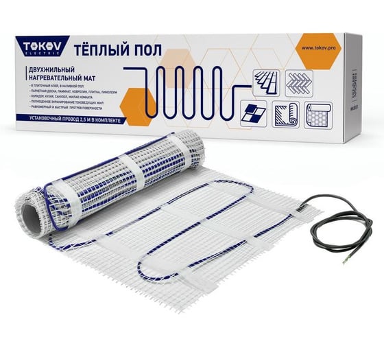 Изображение товара Комплект Теплый пол (мат) TOKOV ELECTRIC 150Вт/кв.м 4кв.м TKE-MAT150-600-4