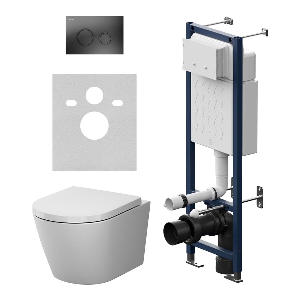 Изображение товара Инсталляция AM.PM ErgoFit с клавишей L черный матовый, с подвесным унитазом X-Joy Aquaspin IS110138.851900