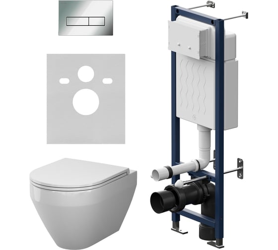 Изображение товара Инсталляция AM.PM ErgoFit с клавишей M хром глянц с подвесным унитазом Spirit V2.0 Aquaspin IS110351.701900