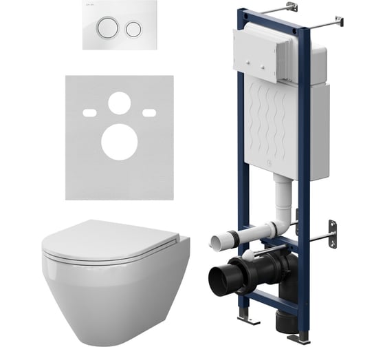 Изображение товара Инсталляция AM.PM ErgoFit с клавишей L белый глянц с подвесным унитазом Spirit V2.0 Aquaspin IS110101.701900