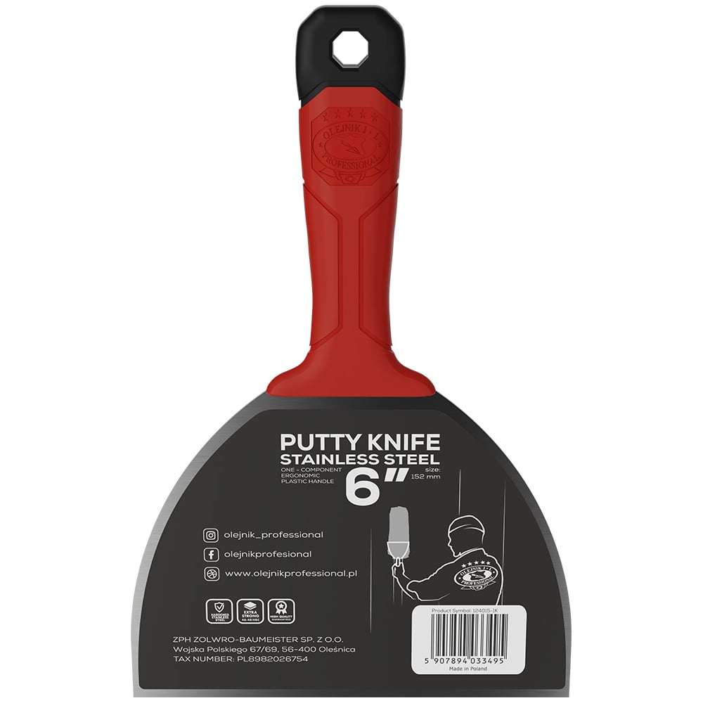 Изображение товара Шпатель малярный Olejnik 124015-1K закалённая нержавеющая сталь