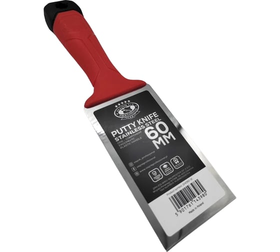Изображение товара Шпатель малярный Olejnik закал.нерж.сталь 60мм с эргоном. пласт. ручкой, лезвие 1,22-0,4мм 124060-1K