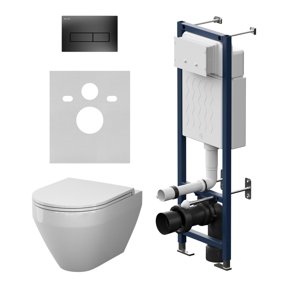 Изображение товара Инсталляция AM.PM ErgoFit с клавишей M черный матовый, с подвесным унитазом Spirit V2.0 Aquaspin IS110338.701900