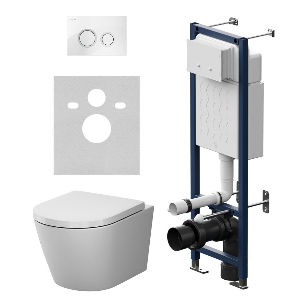 Изображение товара Инсталляция AM.PM ErgoFit с клавишей L белый глянц с подвесным унитазом X-Joy Aquaspin IS110101.851900