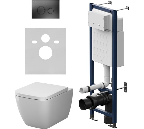 Изображение товара Инсталляция AM.PM ErgoFit с клавишей L черный матовый, с подвесным унитазом Gem Aquaspin IS110138.901901