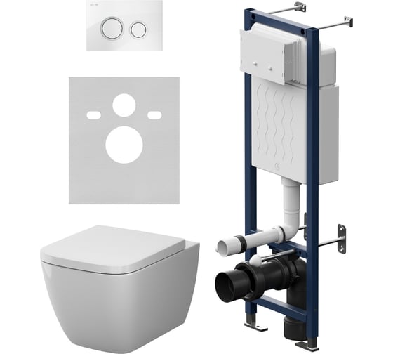 Изображение товара Инсталляция AM.PM ErgoFit с клавишей L белый глянц с подвесным унитазом Gem Aquaspin IS110101.901901