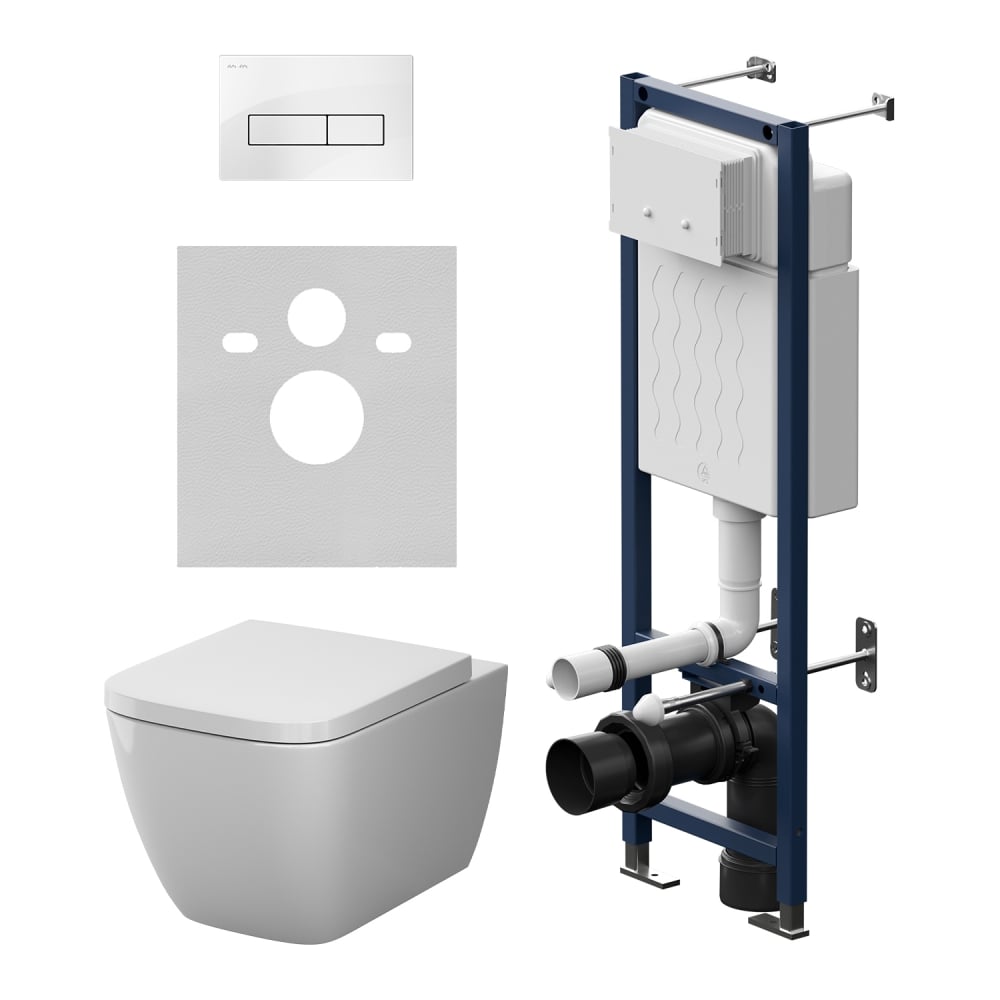 Изображение товара Инсталляция AM.PM ErgoFit с клавишей M белый глянц с подвесным унитазом Gem Aquaspin IS110301.901901