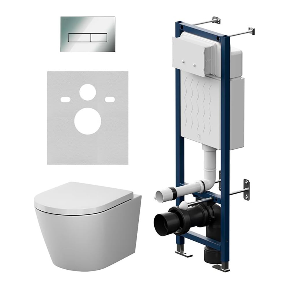 Изображение товара Инсталляция AM.PM ErgoFit с клавишей M хром глянц с подвесным унитазом X-Joy Aquaspin IS110351.851900