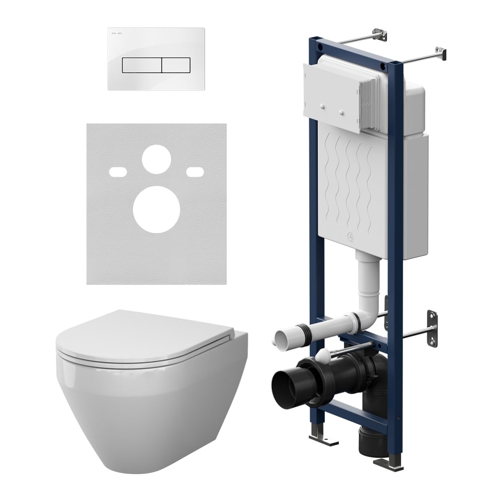 Изображение товара Инсталляция AM.PM ErgoFit с клавишей M белый глянц с подвесным унитазом Spirit V2.0 Aquaspin IS110301.701900