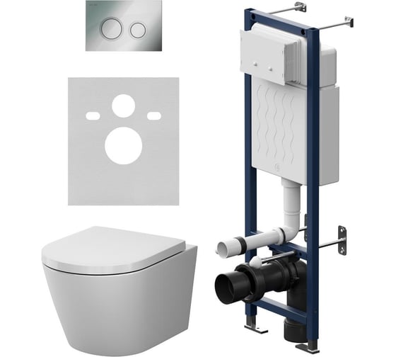 Изображение товара Инсталляция AM.PM ErgoFit с клавишей L хром глянц с подвесным унитазом X-Joy Aquaspin IS110151.851900