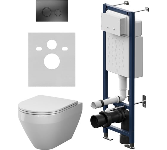 Изображение товара Инсталляция AM.PM ErgoFit с клавишей L черный матовый, с подвесным унитазом Spirit V2.0 Aquaspin IS110138.701900