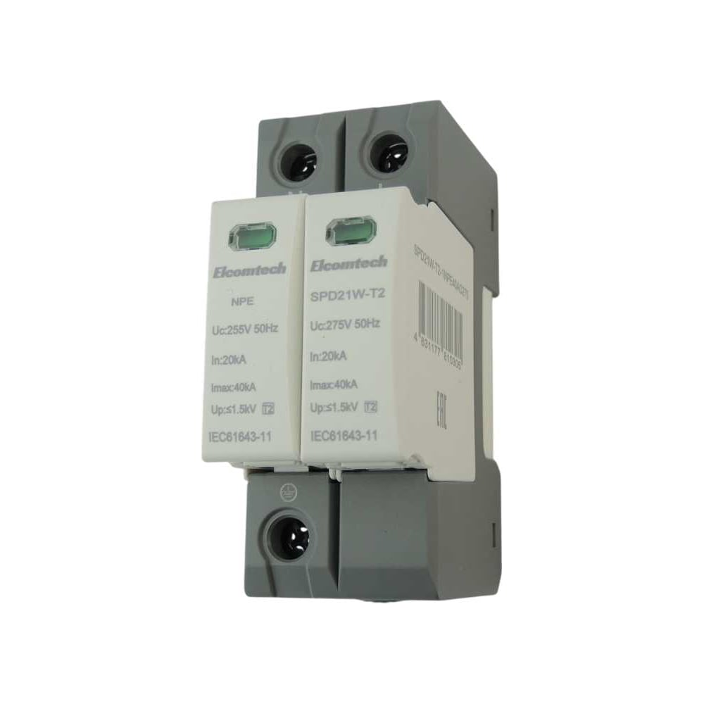 Изображение товара Устройство защиты импульсных перенапряжений ELCOMTECH T2 1+NPE 40kA 275V SPD21W-T2-1NPE40AC275 УТ-00039160