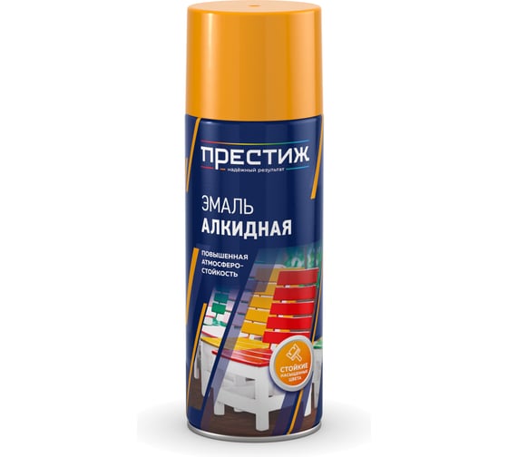 Изображение товара Краска аэрозольная алкидная ПРЕСТИЖ, высокоглянцевая, 520 мл, слоновая кость. 281261